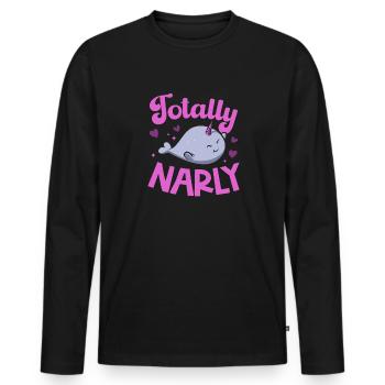 Narwhal Unicorn Whale - Men's Premium Organic Long Sleeve Shirt - black - Front - Nico (187cm)