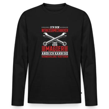 Je suis un outilleur et non un magicien - T-shirt manches longues Premium bio Homme - noir - Devant - Nico (187cm)