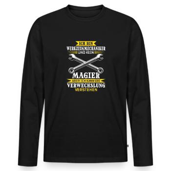 Je suis un outilleur et non un magicien - T-shirt manches longues Premium bio Homme - noir - Devant - Nico (187cm)