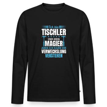 Ich bin Tischler und kein Magier - Männer Premium Bio Langarmshirt - Schwarz - Vorne - Nico (187cm)