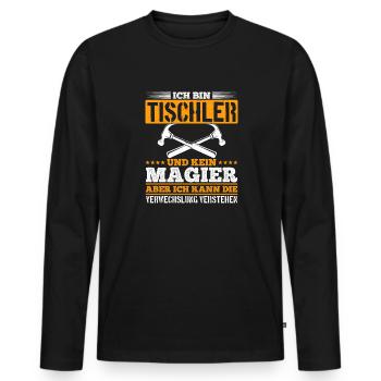 Ich bin Tischler und kein Magier - Männer Premium Bio Langarmshirt - Schwarz - Vorne - Nico (187cm)