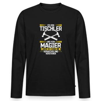 Ich bin Tischler und kein Magier - Männer Premium Bio Langarmshirt - Schwarz - Vorne - Nico (187cm)