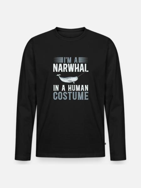 Narwal Einhornwal - Männer Premium Bio Langarmshirt - Schwarz