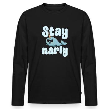 Narwhal Unicorn Whale - Men's Premium Organic Long Sleeve Shirt - black - Front - Nico (187cm)