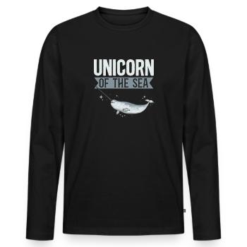 Narwhal Unicorn Whale - Men's Premium Organic Long Sleeve Shirt - black - Front - Nico (187cm)