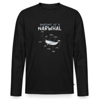 Narwhal Unicorn Whale - Men's Premium Organic Long Sleeve Shirt - black - Front - Nico (187cm)