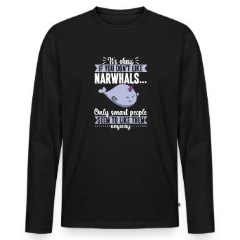 Narwhal Unicorn Whale - Men's Premium Organic Long Sleeve Shirt - black - Front - Nico (187cm)