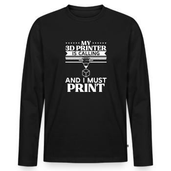 3D Drucker 3D Druck - Männer Premium Bio Langarmshirt - Schwarz - Vorne - Nico (187cm)