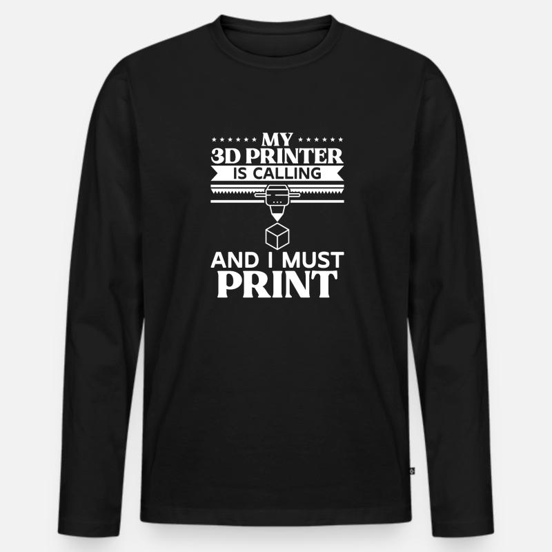 3D Printer 3D Printing - Men's Premium Organic Long Sleeve Shirt - black