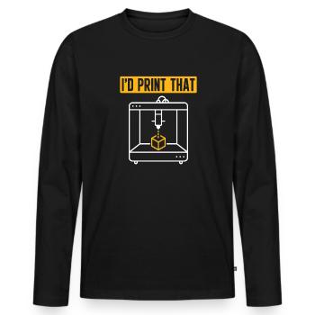3D Printer 3D Printing - Men's Premium Organic Long Sleeve Shirt - black - Front - Nico (187cm)