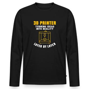 3D Drucker 3D Druck - Männer Premium Bio Langarmshirt - Schwarz - Vorne - Nico (187cm)
