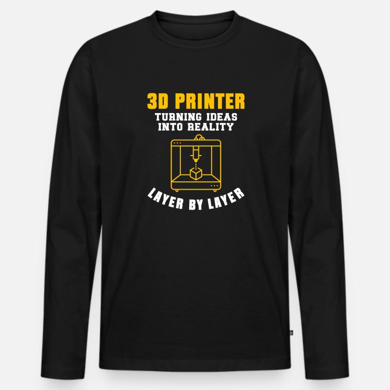 3D Drucker 3D Druck - Männer Premium Bio Langarmshirt - Schwarz