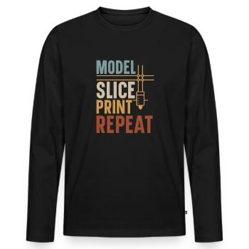 3D Drucker 3D Druck - Männer Premium Bio Langarmshirt - Schwarz - Vorne - Nico (187cm)