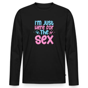 Annonce de bébé : révélation du sexe ici pour le bébé - T-shirt manches longues Premium bio Homme - noir - Devant - Nico (187cm)