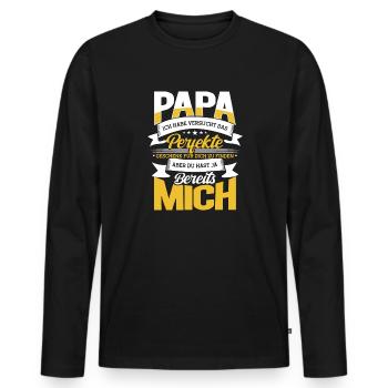 Papa J’ai essayé le cadeau parfait Papa - T-shirt manches longues Premium bio Homme - noir - Devant - Nico (187cm)