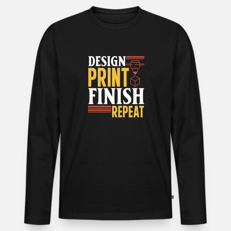 3D Drucker 3D Druck - Männer Premium Bio Langarmshirt - Schwarz