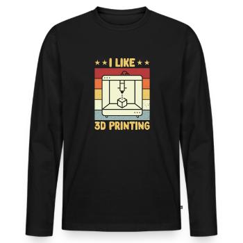 Imprimante 3D Impression 3D - T-shirt manches longues Premium bio Homme - noir - Devant - Nico (187cm)