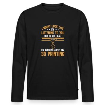 3D Drucker 3D Druck - Männer Premium Bio Langarmshirt - Schwarz - Vorne - Nico (187cm)