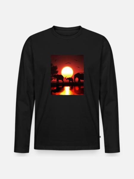 Elephant Wildlife - Men's Premium Organic Long Sleeve Shirt - black