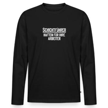 Shift supervisors adhere to their fitters - Men's Premium Organic Long Sleeve Shirt - black - Front - Nico (187cm)