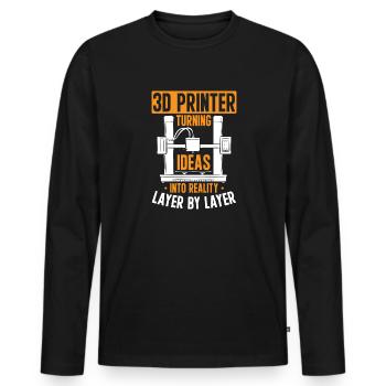 3D Drucker 3D Druck - Männer Premium Bio Langarmshirt - Schwarz - Vorne - Nico (187cm)