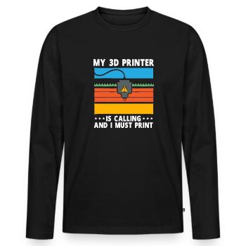 Imprimante 3D Impression 3D - T-shirt manches longues Premium bio Homme - noir - Devant - Nico (187cm)