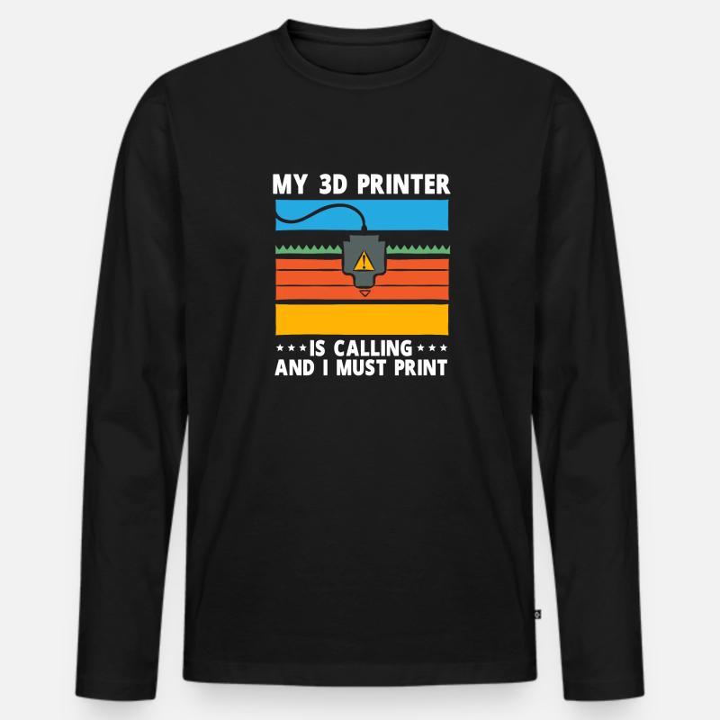 3D Drucker 3D Druck - Männer Premium Bio Langarmshirt - Schwarz