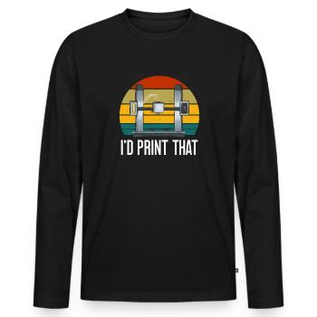 3D Printer 3D Printing - Men's Premium Organic Long Sleeve Shirt - black - Front - Nico (187cm)