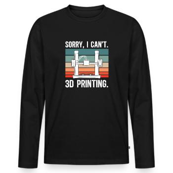 3D Printer 3D Printing - Men's Premium Organic Long Sleeve Shirt - black - Front - Nico (187cm)