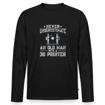 3D Drucker 3D Druck - Männer Premium Bio Langarmshirt - Schwarz - Vorne - Nico (187cm)