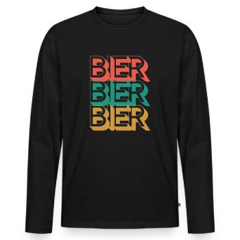 Retro Bier 80s - Männer Premium Bio Langarmshirt - Schwarz - Vorne - Nico (187cm)