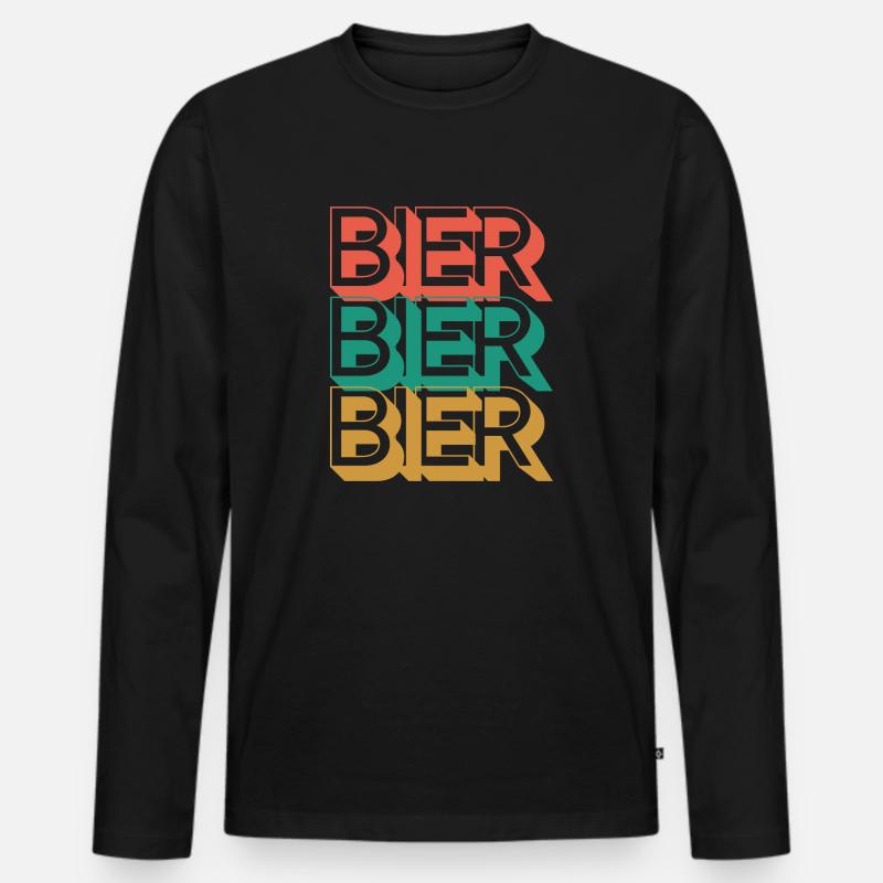 Retro Bier 80s - Männer Premium Bio Langarmshirt - Schwarz