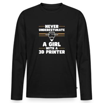 3D Drucker 3D Druck - Männer Premium Bio Langarmshirt - Schwarz - Vorne - Nico (187cm)