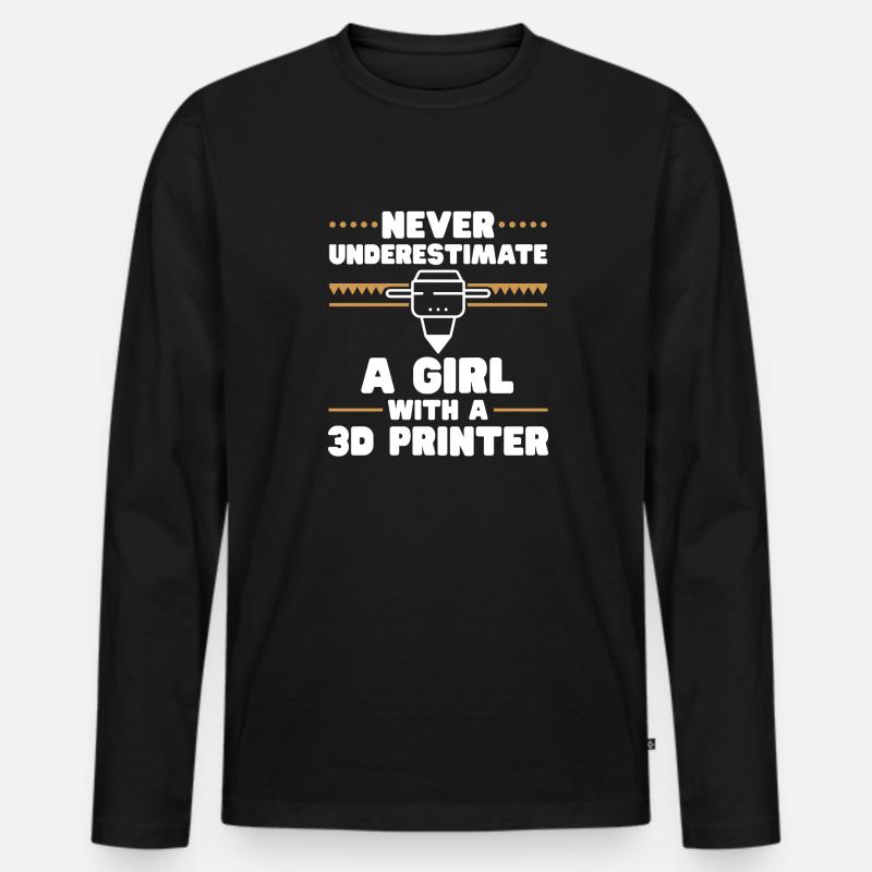 3D Printer 3D Printing - Men's Premium Organic Long Sleeve Shirt - black