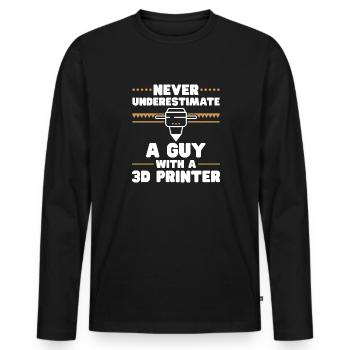 3D Printer 3D Printing - Men's Premium Organic Long Sleeve Shirt - black - Front - Nico (187cm)