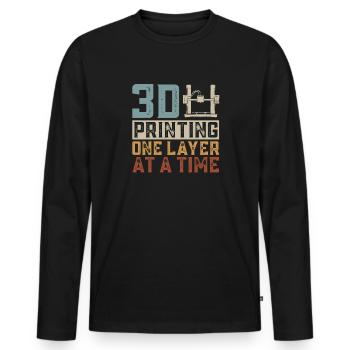 3D Printer 3D Printing - Men's Premium Organic Long Sleeve Shirt - black - Front - Nico (187cm)