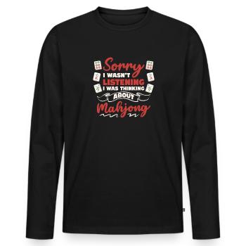 Mahjong-Spieler Frieden lustiges Mahjong-Zitat chinesisch - Männer Premium Bio Langarmshirt - Schwarz - Vorne - Nico (187cm)