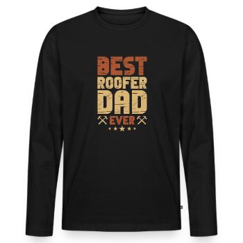 Couvreur, papa, couvreur, ouvrier du bâtiment, conception - T-shirt manches longues Premium bio Homme - noir - Devant - Nico (187cm)