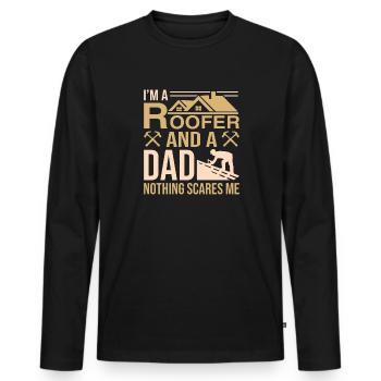 Couvreur papa couvreur ouvrier du bâtiment fête des pères - T-shirt manches longues Premium bio Homme - noir - Devant - Nico (187cm)
