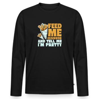 Churro feed me churros amateur de pâtisserie mexicaine - T-shirt manches longues Premium bio Homme - noir - Devant - Nico (187cm)