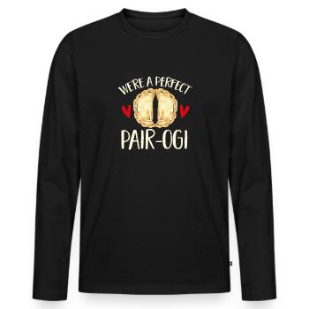 Pierogi polonais - T-shirt manches longues Premium bio Homme - noir - Devant - Nico (187cm)