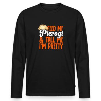 Pierogi polonais - T-shirt manches longues Premium bio Homme - noir - Devant - Nico (187cm)