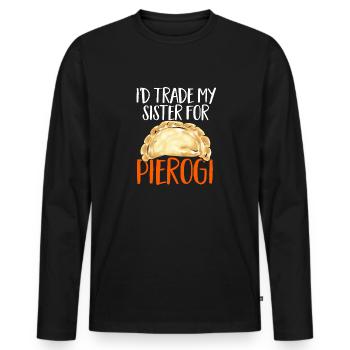 Pierogi polonais - T-shirt manches longues Premium bio Homme - noir - Devant - Nico (187cm)
