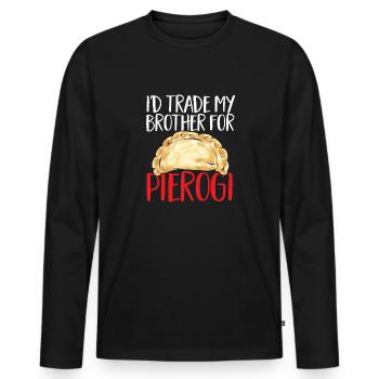 Pierogi polonais - T-shirt manches longues Premium bio Homme - noir - Devant - Nico (187cm)