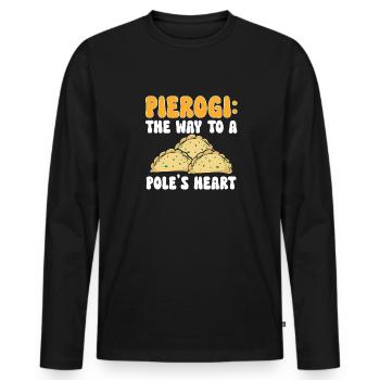 Pierogi polonais - T-shirt manches longues Premium bio Homme - noir - Devant - Nico (187cm)