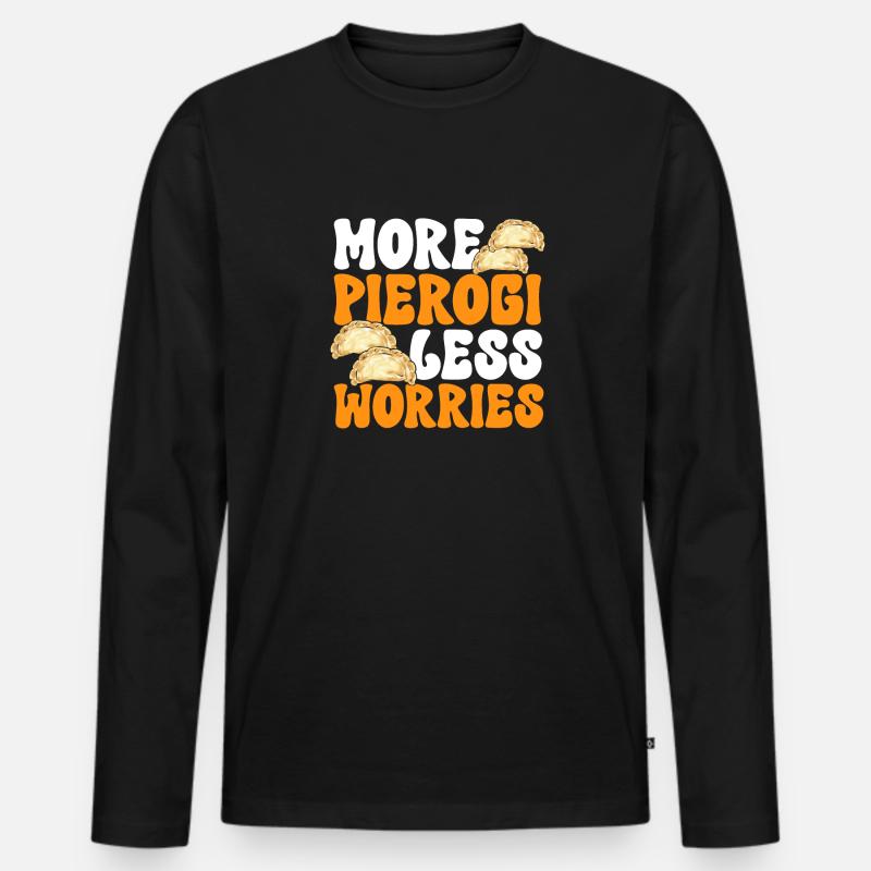Polnisches Essen Pierogi - Männer Premium Bio Langarmshirt - Schwarz