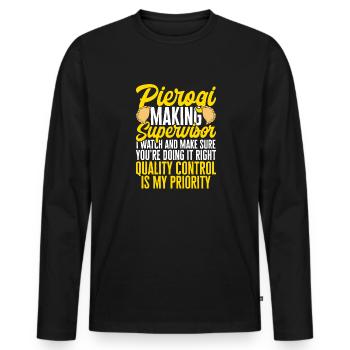Pierogi polonais - T-shirt manches longues Premium bio Homme - noir - Devant - Nico (187cm)