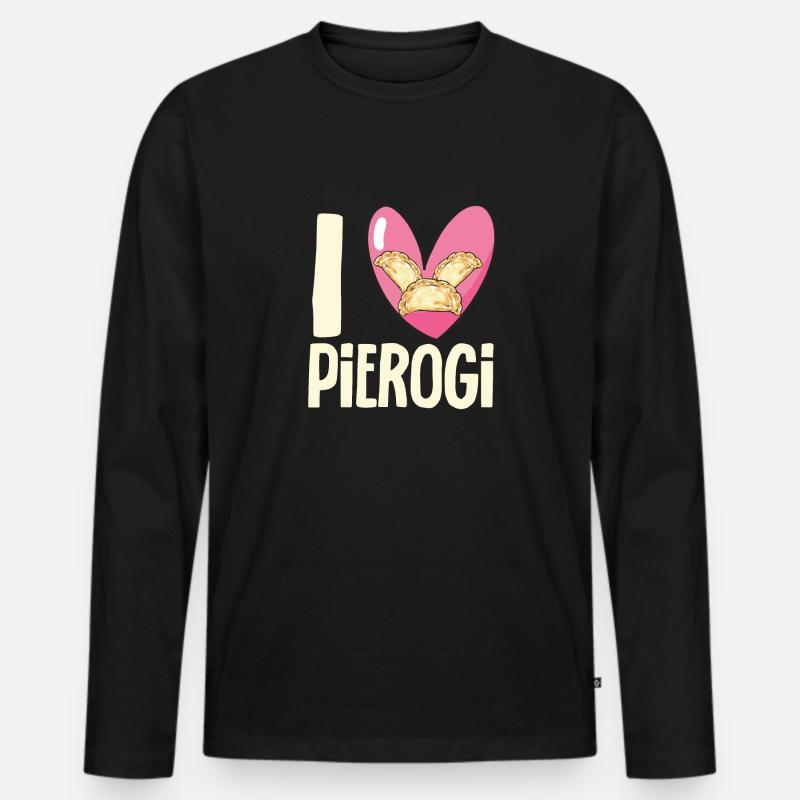 Polnisches Essen Pierogi - Männer Premium Bio Langarmshirt - Schwarz