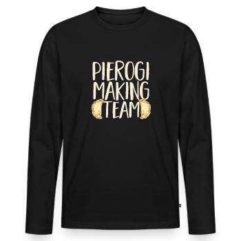 Pierogi polonais - T-shirt manches longues Premium bio Homme - noir - Devant - Nico (187cm)