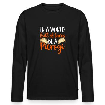 Polish Food Pierogi - Men's Premium Organic Long Sleeve Shirt - black - Front - Nico (187cm)